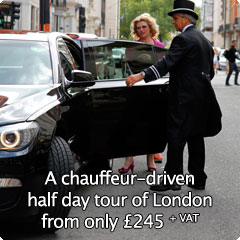 A half day tour of London in a chauffeur-driven BMW or Mercedes