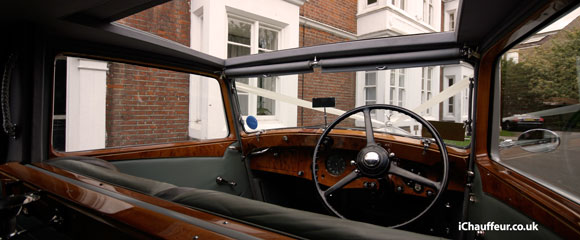 The stylish interior of this 1936 Rolls-Royce