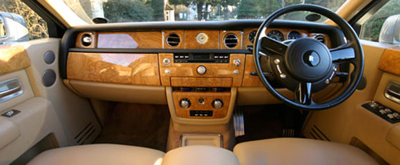 Interior of Rolls-Royce Wedding Car