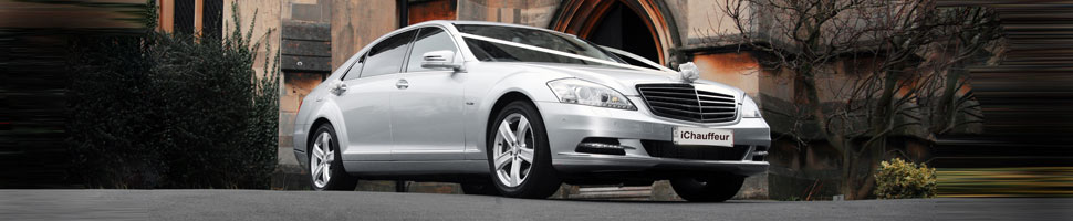 Mercedes-Benz S Class wedding car with ribbon