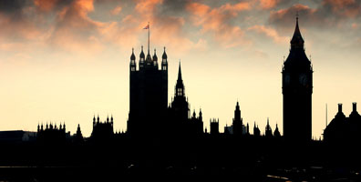 London Sightseeing chauffeur driven tours - showing the view from the South Bank of the Houses of Parliament and Big Ben London Sightseeing Tours