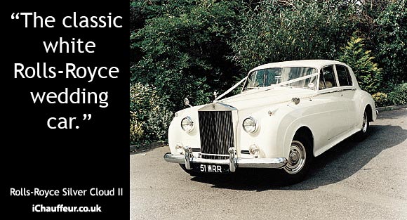 White RollsRoyce Silver Cloud Wedding Car