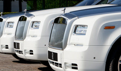 Three Olympic Rolls-Royce Phantoms in white