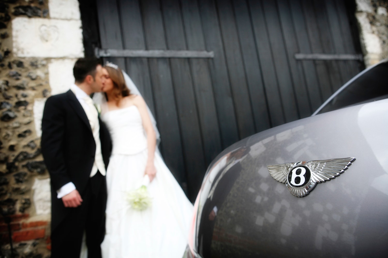 Bentley wedding kiss