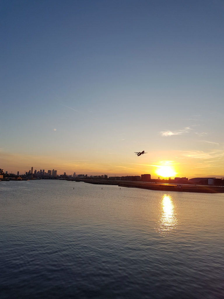 Aircraft taking off from London City Airport