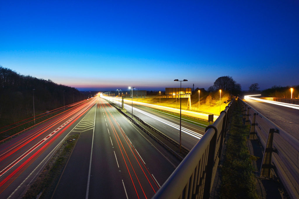 M6 toll road at night
