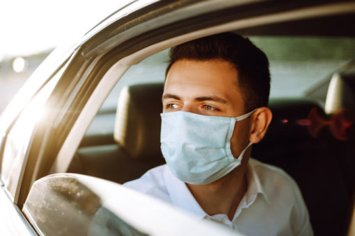Passenger wearing mask