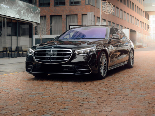 S-Class Mercedes in black in central London