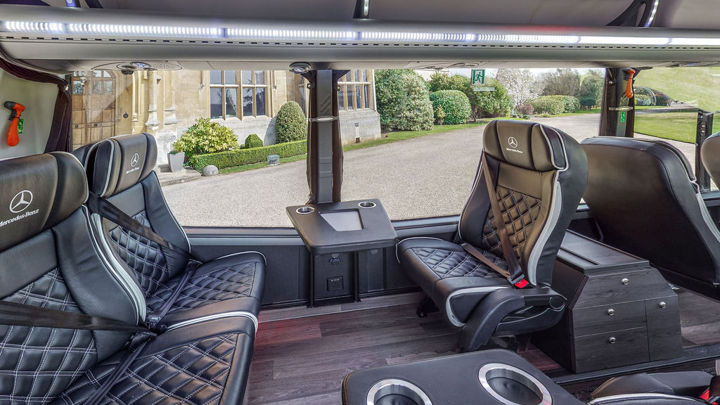 Luxury 13 seater minibus with tables from iChauffeur