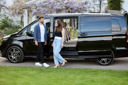 V-class Mercedes with 2 passengers