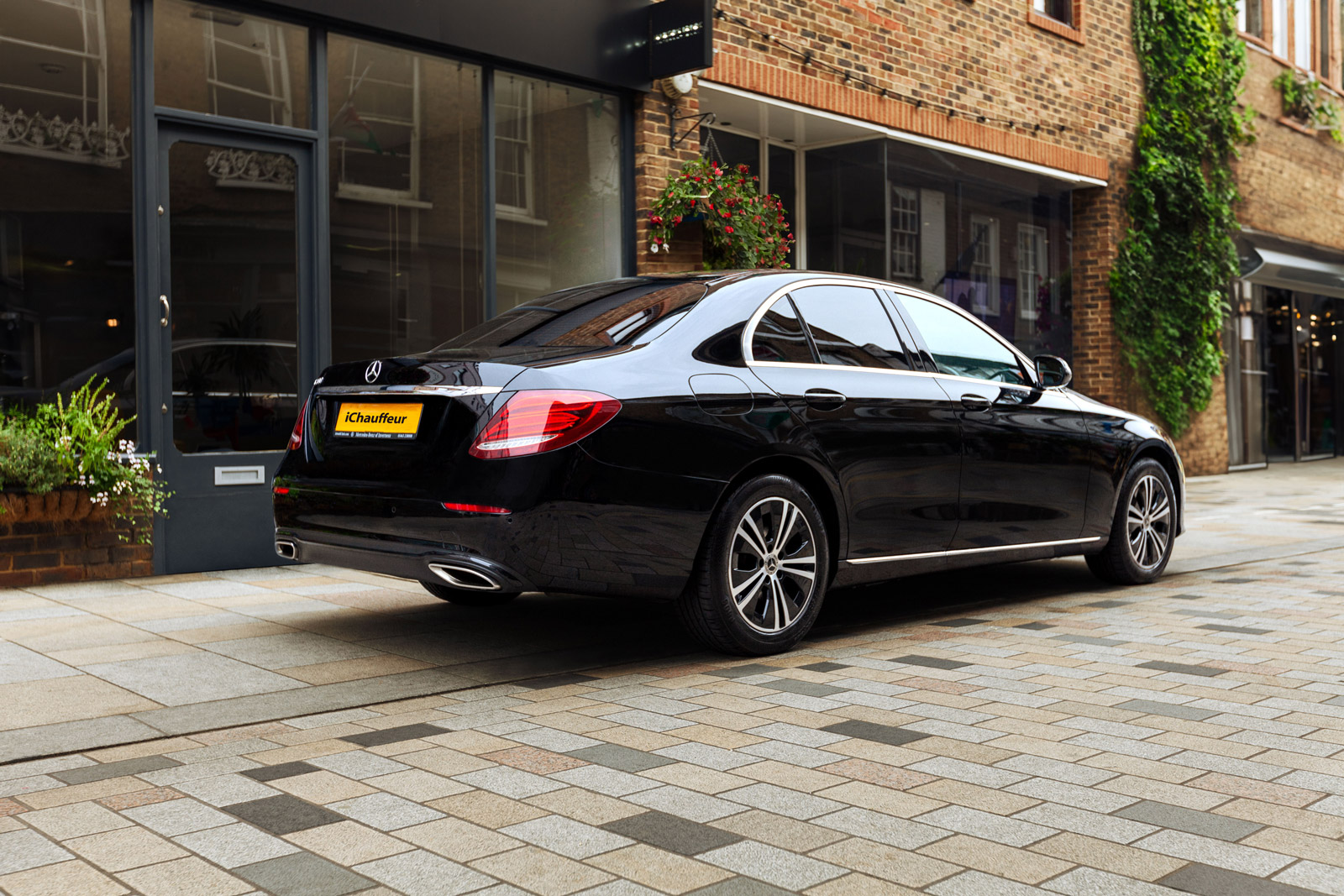 Mercedes E-Class chauffeur car rear side