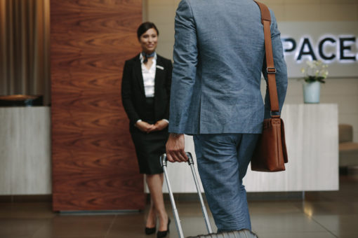 VIP Meet and Assist. Passenger walking towards greeter