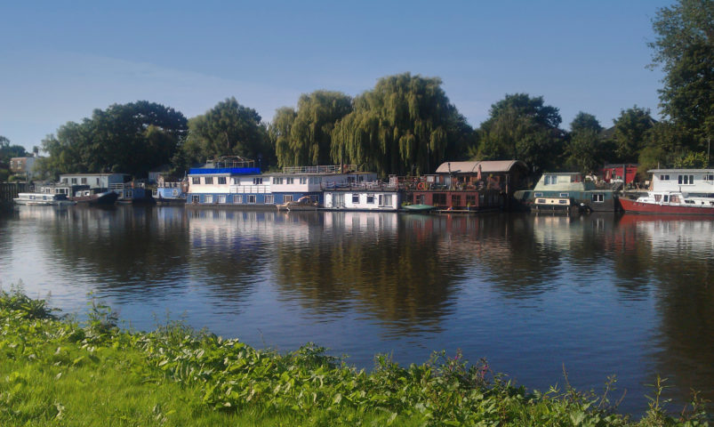 Twickenham riverside, house boats on the Thames