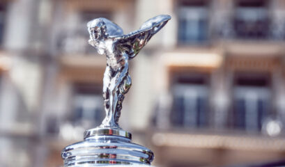 The Spirit of Ecstasy mascot on a Rolls-Royce