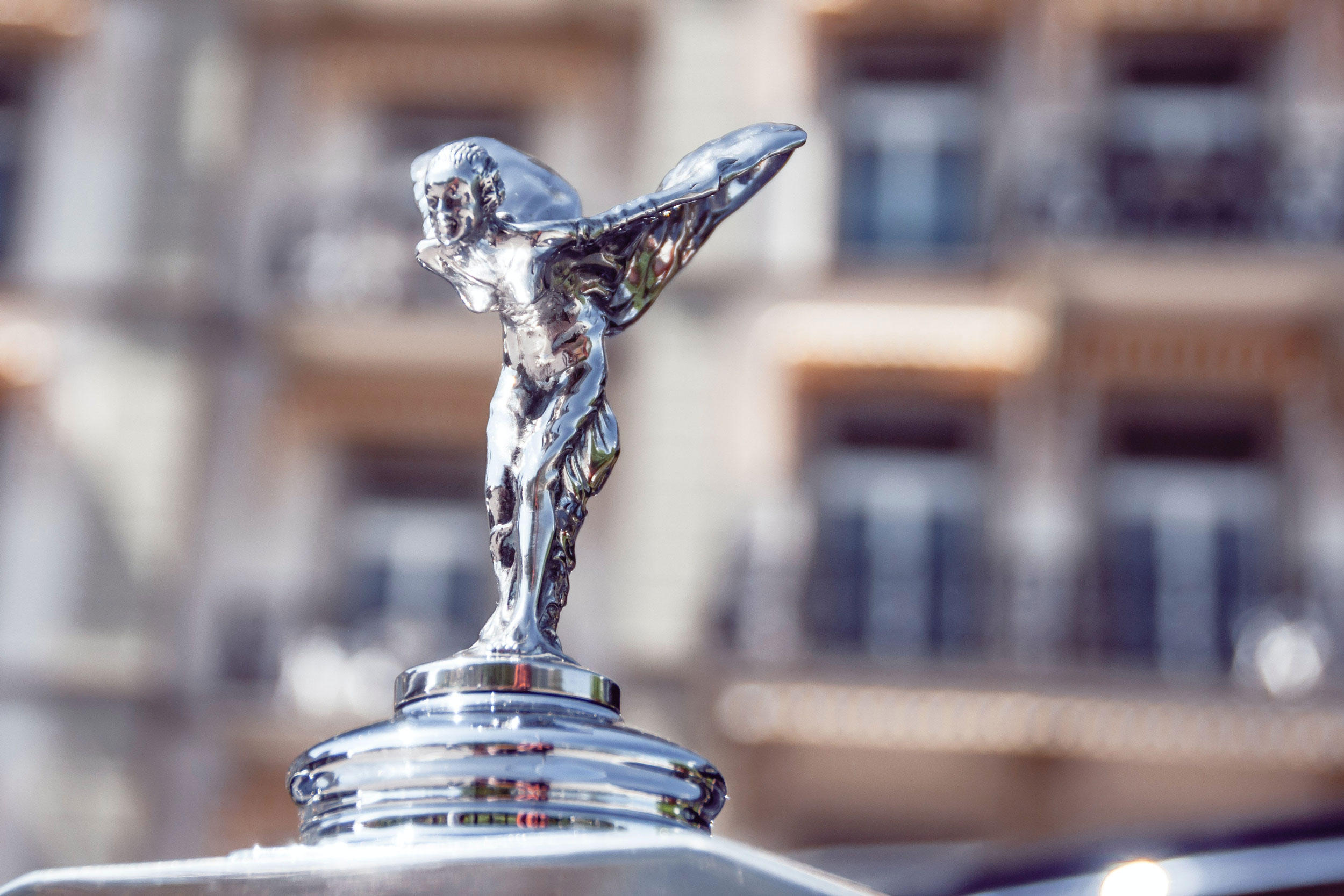 The Spirit of Ecstasy mascot on a Rolls-Royce