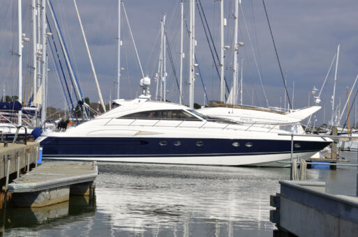 A stylish motor boat in Lymington marina