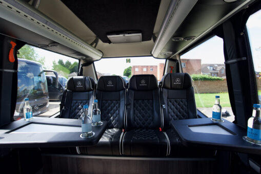 Mercedes minibus 16-seater tables